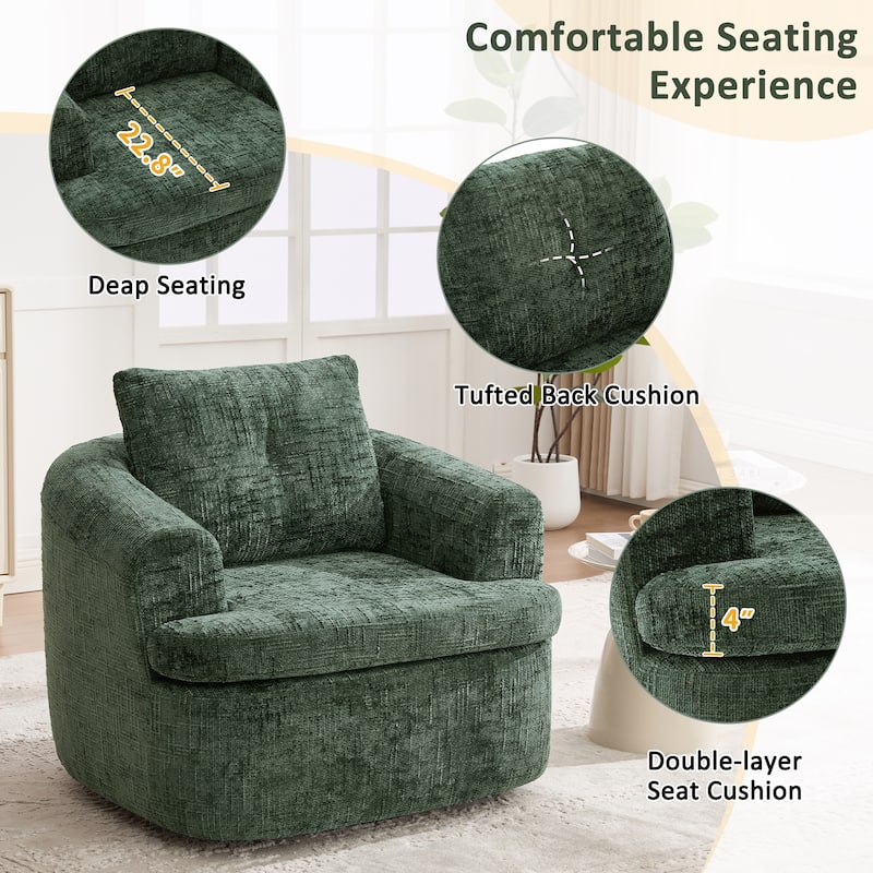360° Swivel Chair Single Sofa Arm Chair / Upholstered Accent Chair Sofa Barrel Chair for Living Room Bedroom