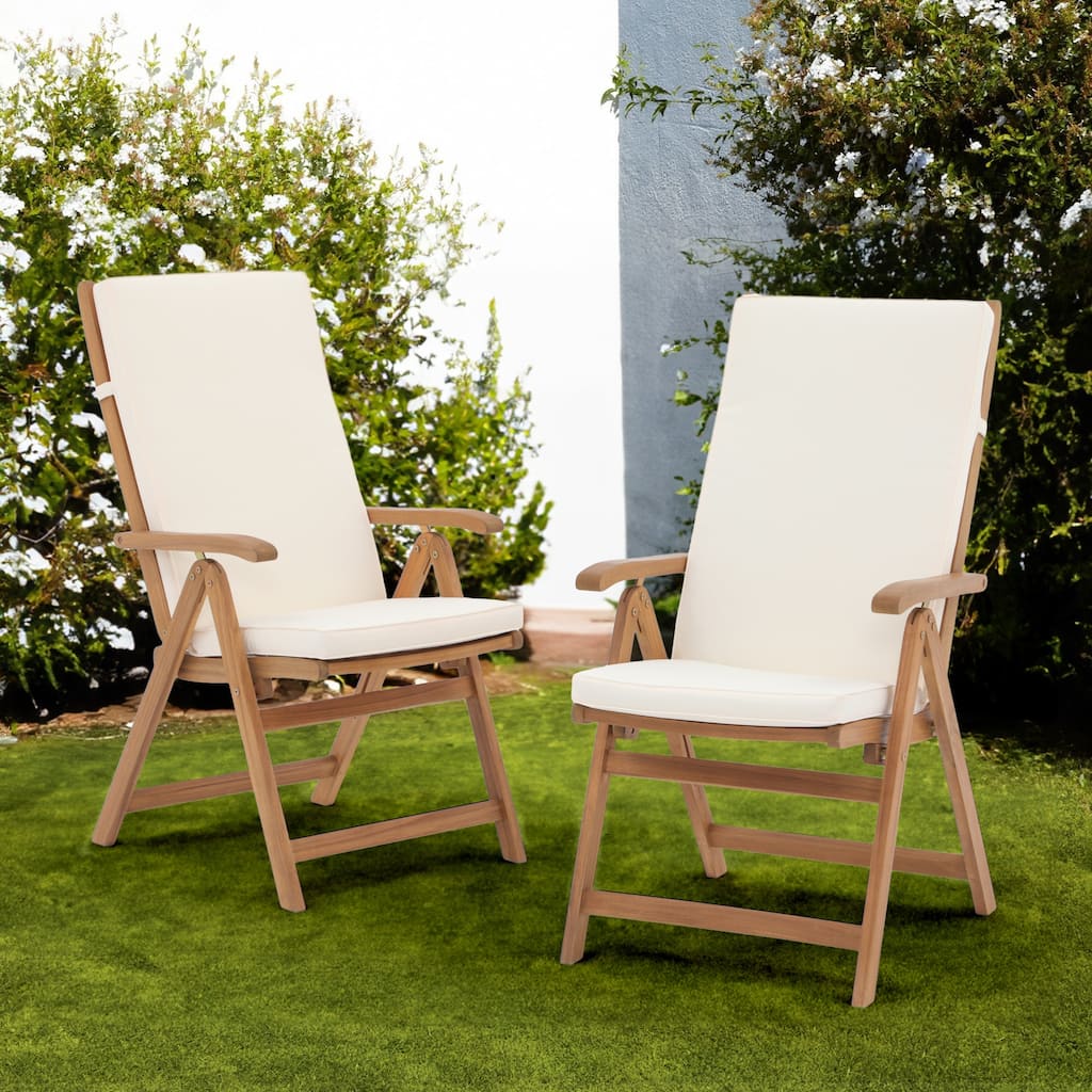 Patio Acacia Wood Adjustable Chairs (Set of 2)