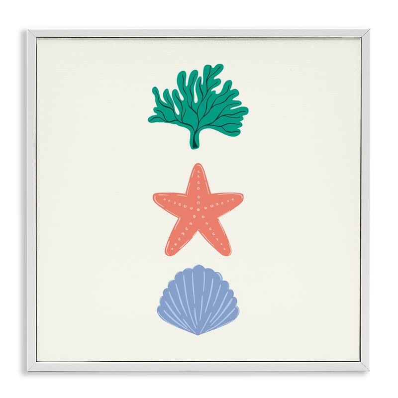Stupell Coral & Sea Life Minimal Framed Giclee Art Design By Sazerelli Designs - 24 x 24 - White