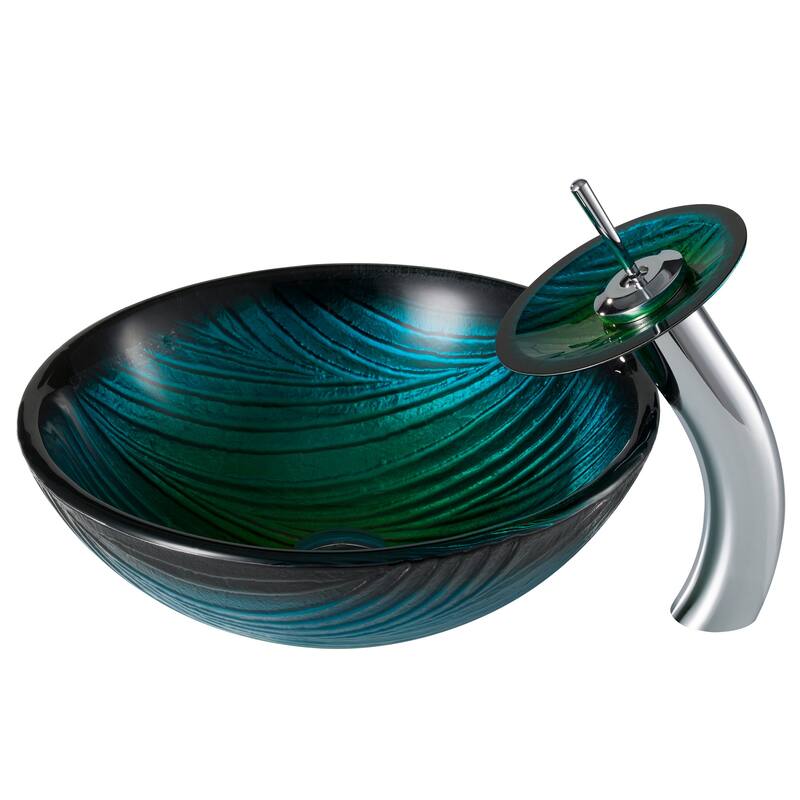 Kraus Bathroom Combo - 17" Nei Glass Vessel Bathroom Sink with Vessel