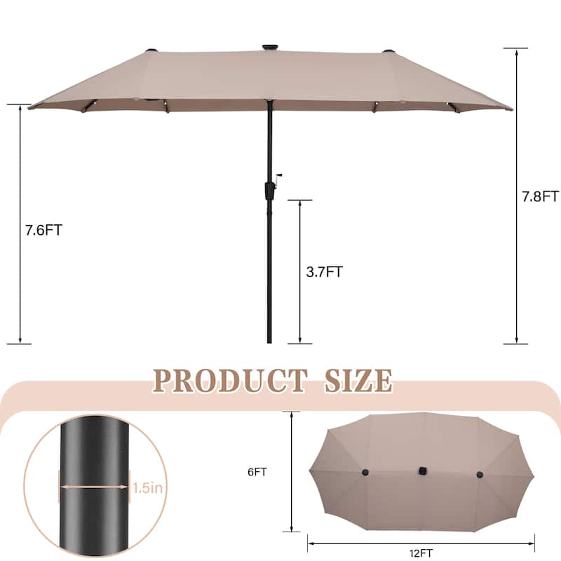 13ft Outdoor Patio Umbrella with LED Lights