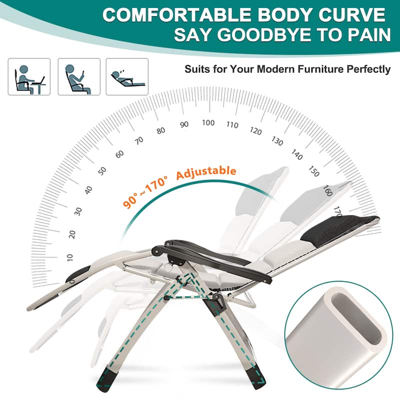 DoCred Zero Gravity Chair, Folding Adjustable Patio Lounge Chair