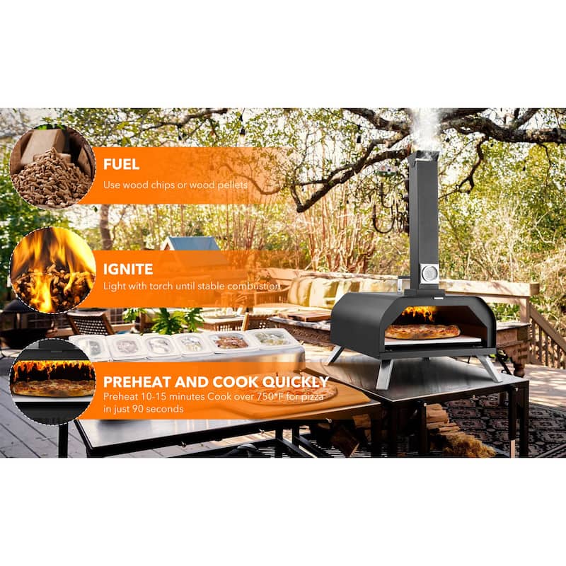 Outdoor 13" Stainless Steel Wood Fired Pizza Oven