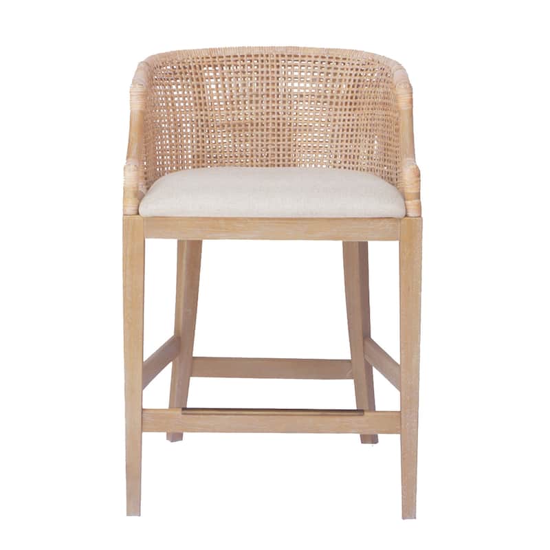 Martha Stewart Playa Handcrafted Rattan & Wood Counter Stool 25" H