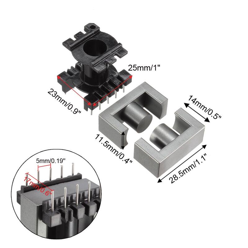 4 Sets EC28 5 with 5pin Transformer Bobbin PC40 Ferrite Core Vertical - Black, Gray