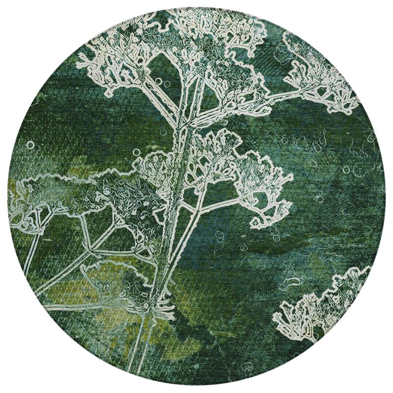 Machine Washable Indoor/ Outdoor Modern Floral Chantille Rug