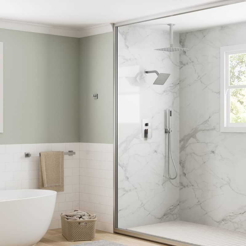 GRANDJOY Dual Shower Heads 10 Inch Ceiling Mounted Rainfall Shower System with Rough-in Valve