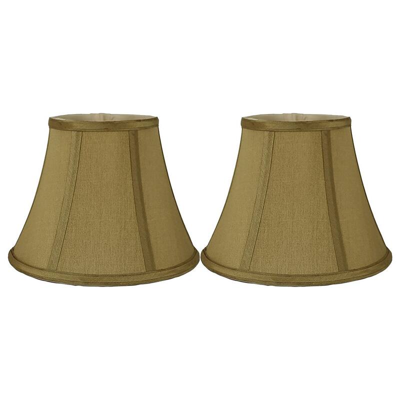 Faux Silk Bell Lamp Shade, 5 inch Top, 9 inch Bottom, 7 inch Slant - Set of 2 - Gold