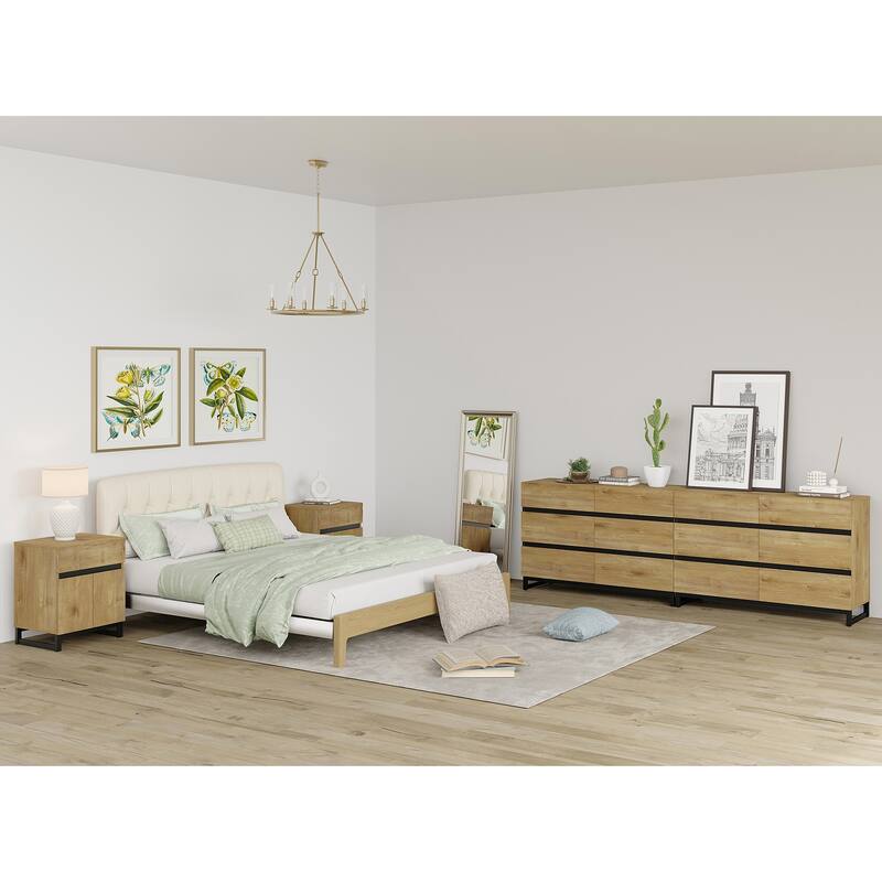 3-Piece Dresser And Nightstand Set,Dresser With 12 Drawers, 2 Nightstand for Bedroom, Bedroom Furniture Set