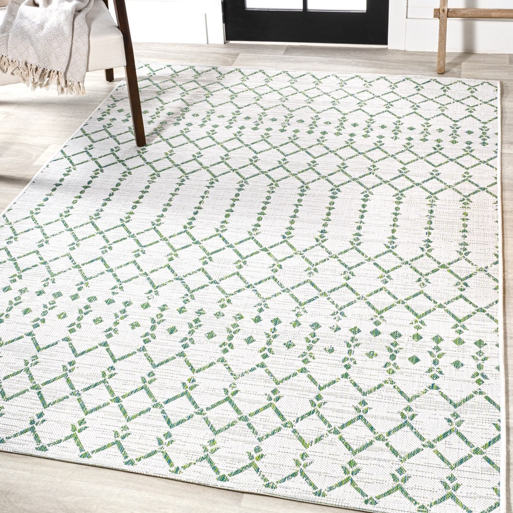 JONATHAN Y Trebol Moroccan Geometric Textured Weave Indoor/Outdoor Area Rug