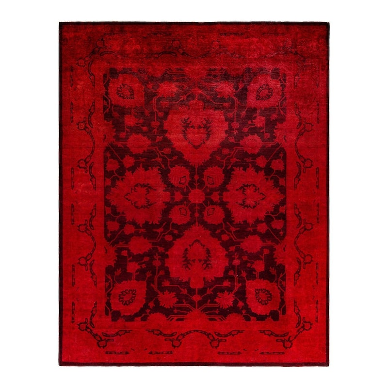 Overton Hand Knotted Wool Vintage Inspired Modern Contemporary Overdyed Orange Area Rug - 8' 1" x 10' 6"