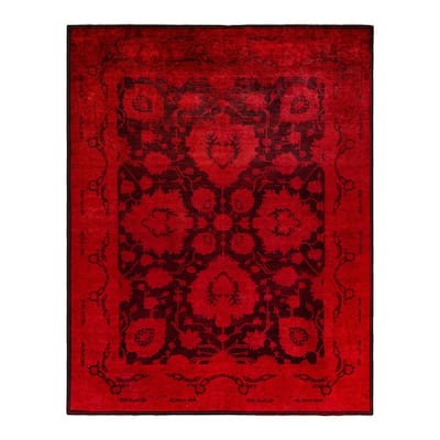 Overton Hand Knotted Wool Vintage Inspired Modern Contemporary Overdyed Orange Area Rug - 8' 1" x 10' 6"