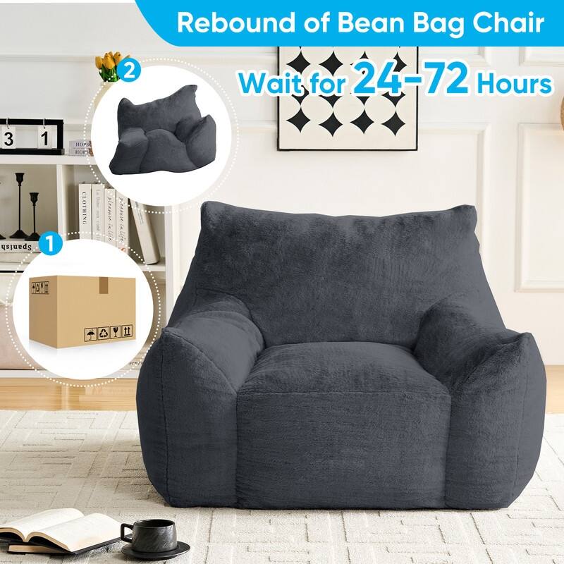 MIxoy Oversized Modern Bean Bag Chair with Ottoman,Lazy Sofa with Armrest