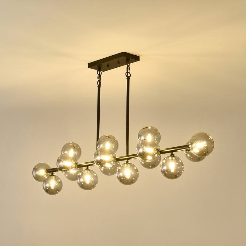 55in Modern Linear Chandeliers Large Pendant Lights Kitchen Island Lighting 16-Light Mid Century Sputnik Chandeliers