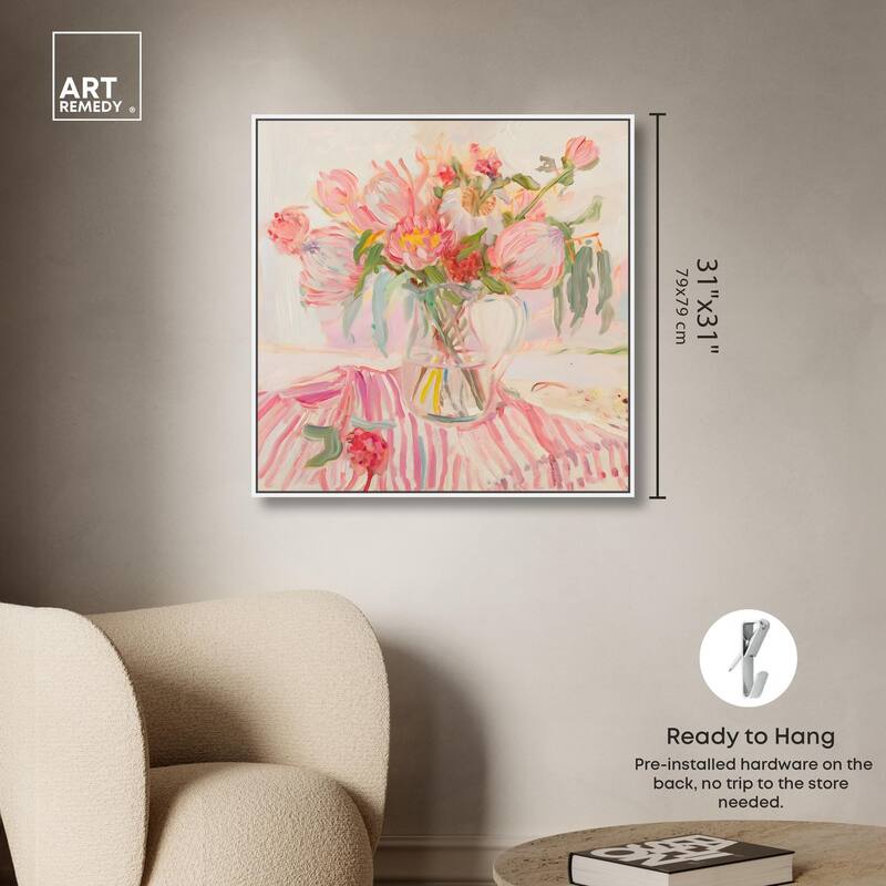 Candy Stripe Bloom Canvas by Art Remedy