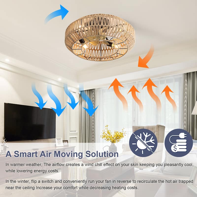 22 Inch Matte Black DC Motor Ceiling Fan with Remote - 6 Speeds, Timer, Light Kit, Reversible ABS Fan Blades - Matte Black