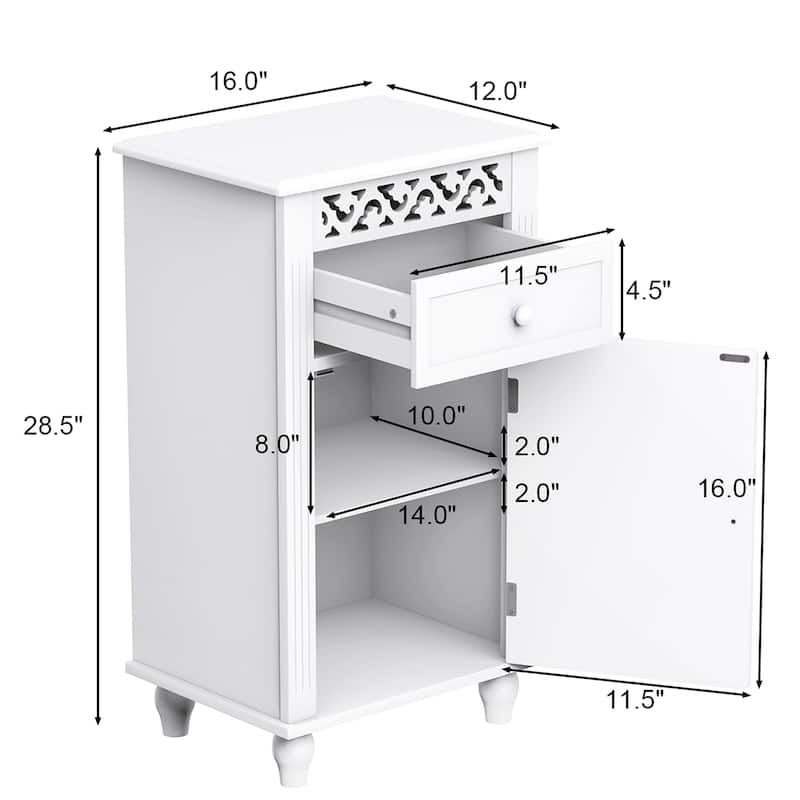 Wood Bathroom Organizer Floor Storage Cabinet with Adjustable Shelf