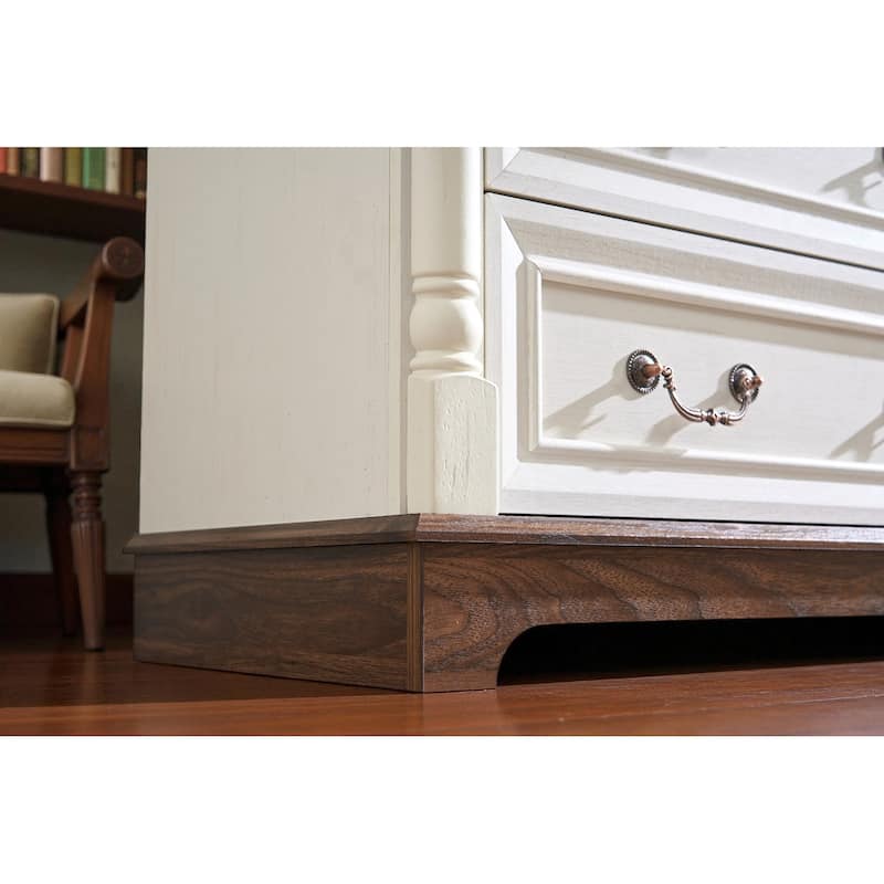 Farmhouse Rustic 5-Drawer Dresser Wooden Chest Storage Organizer with Base for Bedroom Living Room Durable Cabinet