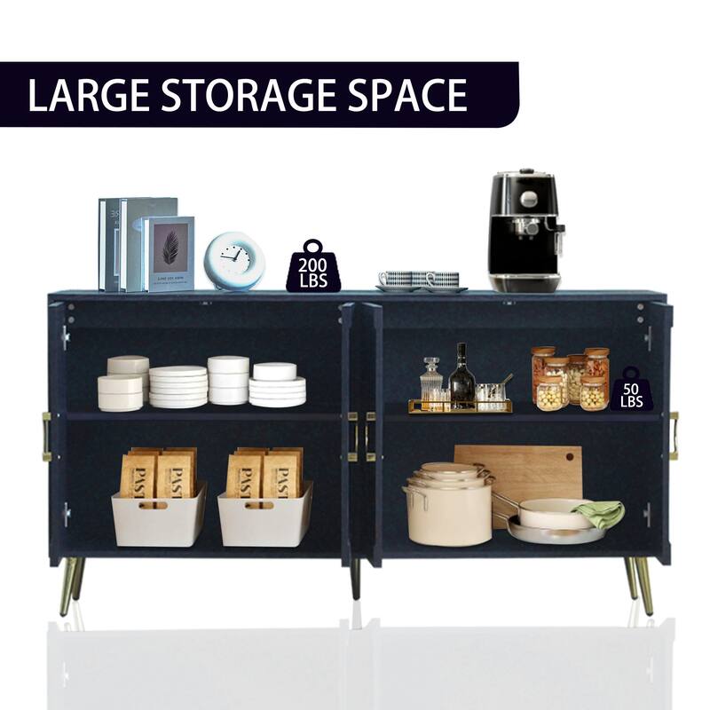 Wooden Accent Storage Cabinet Sideboard/Buffet Coffee Bar Cabinet with Adjustable Shelves for Dining Living Room Entry Hallway