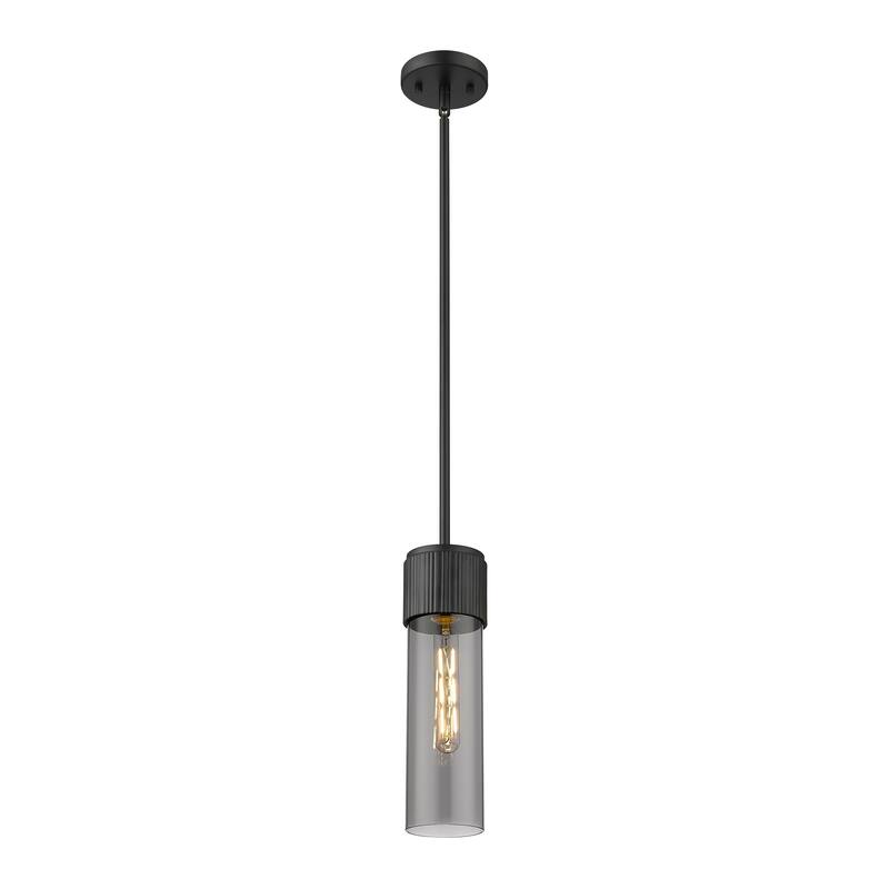 Innovations Lighting Bolivar - 1 Light 12" Stem Hung Pendant - Matte Black/Light Smoke