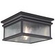 preview thumbnail 1 of 2, Cambridge Bronze Square Outdoor Flush Mount Ceiling Light Clear Glass - 12-in W x 6.5-in H x 12-in D