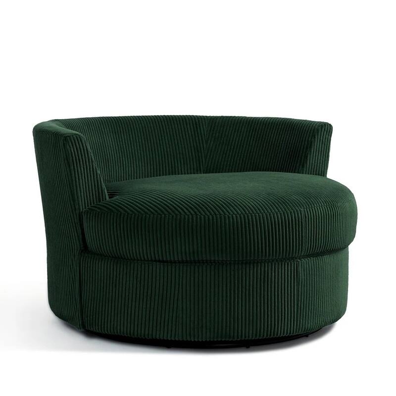41" W Oversized Accent Barrel Swivel Chair with Moon Storage Ottoman