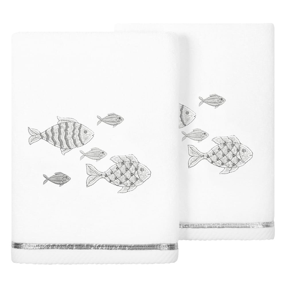 Authentic Hotel and Spa Turkish Cotton Figi 2PC Embellished Hand Towel Set