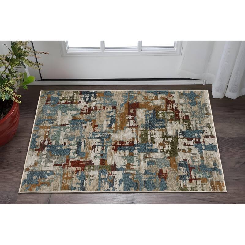HomeRoots Abstract Modern Runner Area Rug - 60.24 in. x 39.37 in.  x 0.24 in.