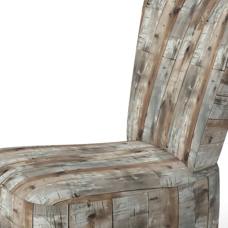 Designart "Rustic Farmhouse Wooden Planks I" Upholstered Abstract Accent Chair - Vintage Side Chair in Multiple Color