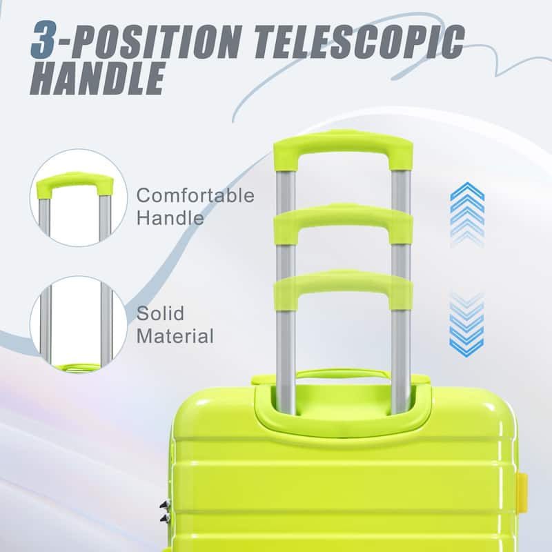 3-Piece, Modern Luggage Sets, Gradient Luggage with Combination Lock and 4 Swivel Wheels, for Boarding Travel, Green+Yellow