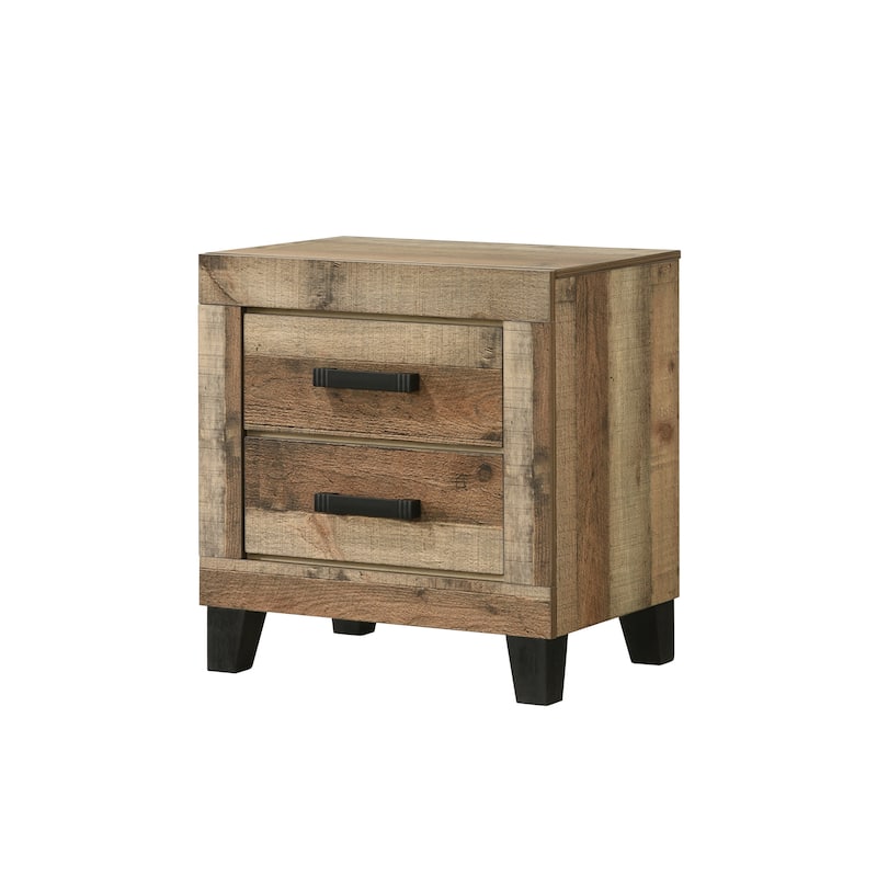 Biloxi Antique Natural Wood Slim Profile 2 Drawer Nightstand