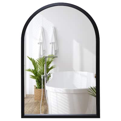 20x30 Framed Black Arched Mirror - Arched Wall Mirror for Bathroom, Living Room, and Mirror for Bedroom - Curved Arch Mirror