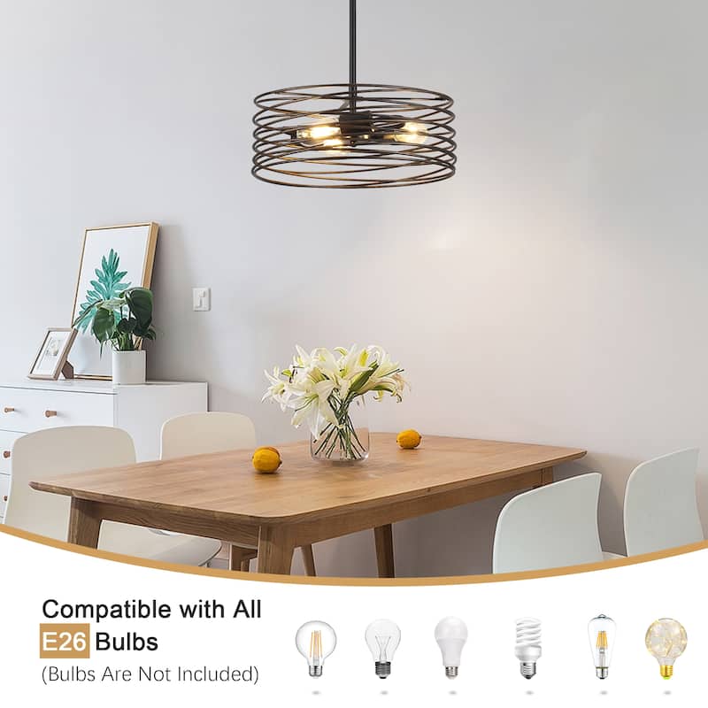 3-Light Vintage Foyer Pendant Hanging Kitchen Island Chandelier Lighting for Dining Room