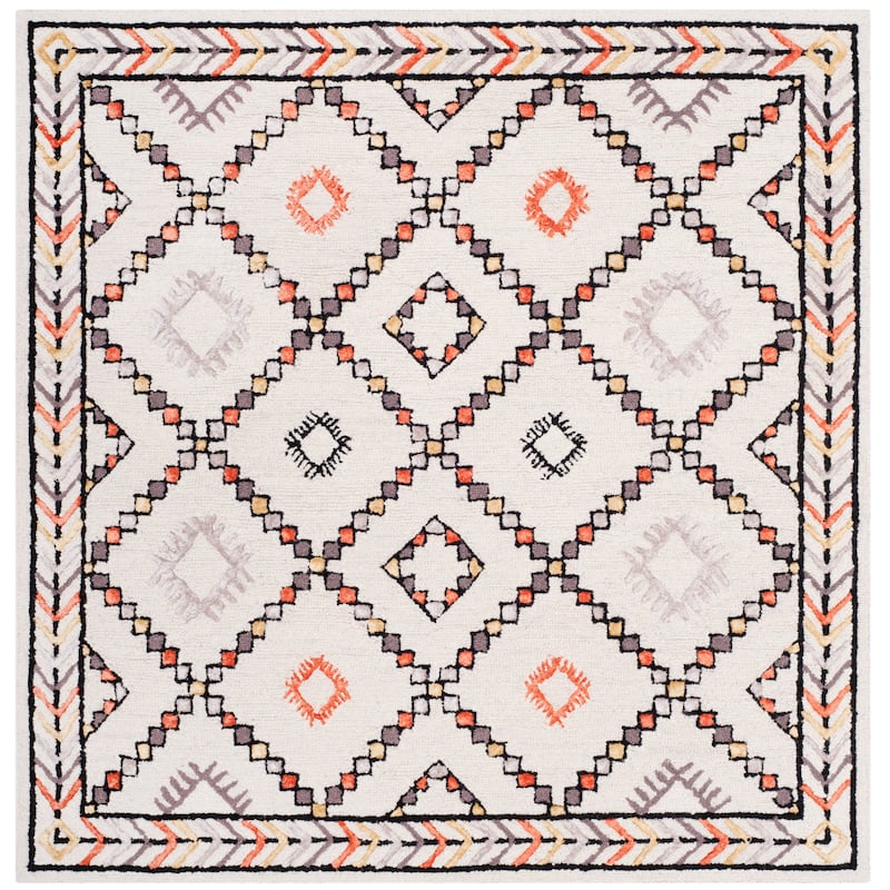 SAFAVIEH Handmade Bellagio Sarolta Trellis Wool Rug - 5' Square - Ivory/Multi