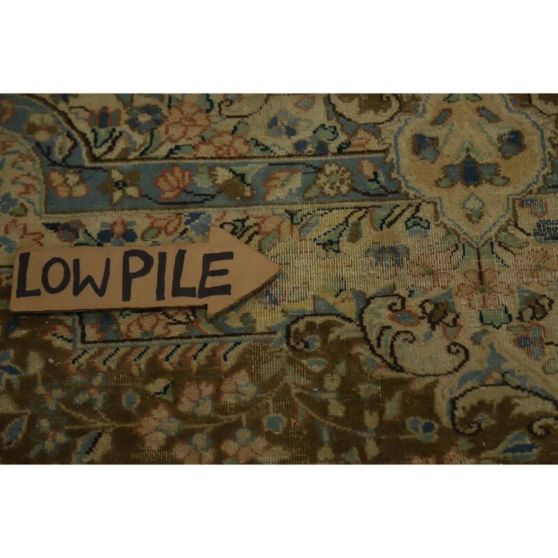 Hand Knotted Oriental 100% Wool Carpet Traditional Floral Brown Kerman Area Rug - 13' 4'' X 9' 6''