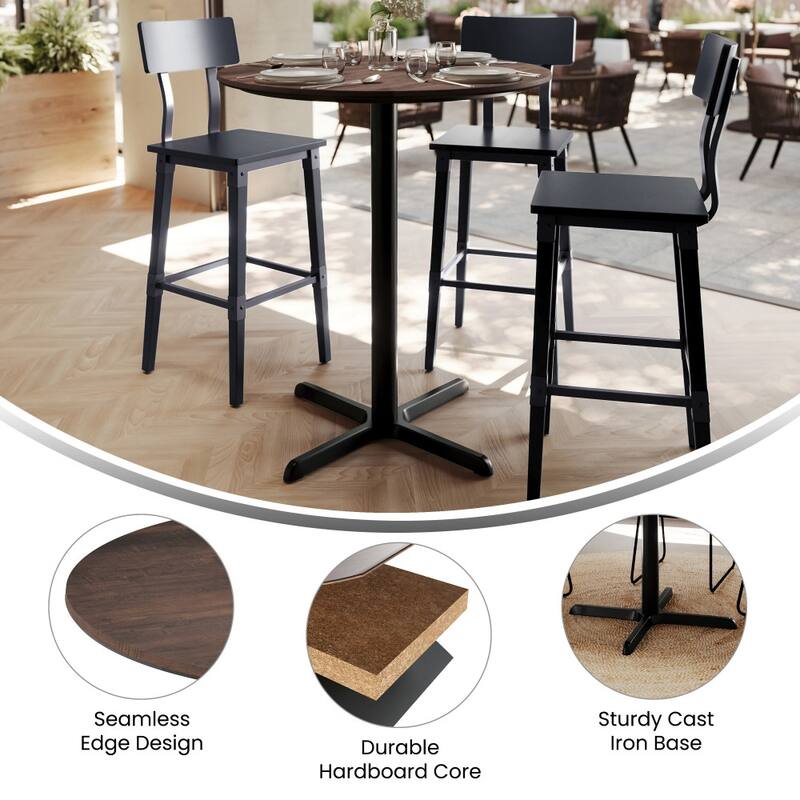 Commercial HPL Tabletop with Bar Height Crisscross Base - 36"W x 36"D x 42"H