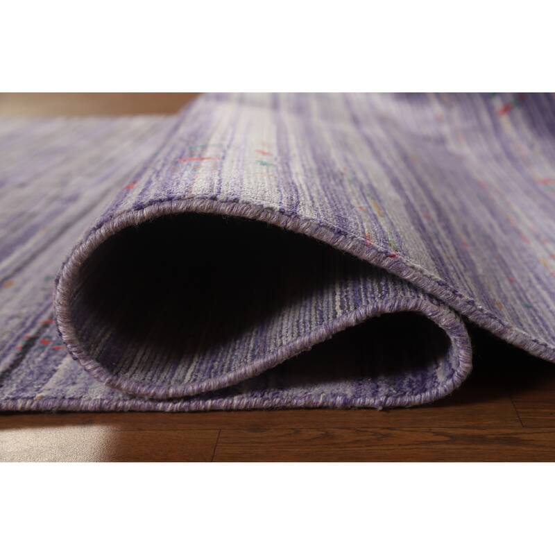 Hand Knotted Oriental 100% Wool Carpet Tribal Stripe Purples Gabbeh Area Rug - 8' 3'' X 5' 2''