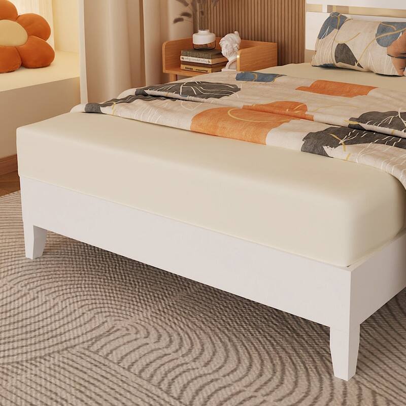Modern Brown Solid Wood Platform Bed Frame with Headboard