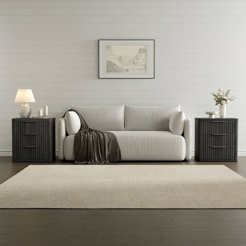 Versatile Retro Nightstand 3 Drawers Wavy Design