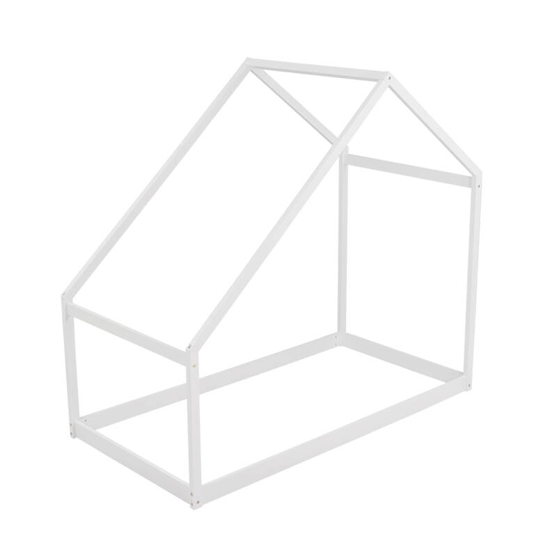 Twin Size White Wooden House Bed Frame for Kids