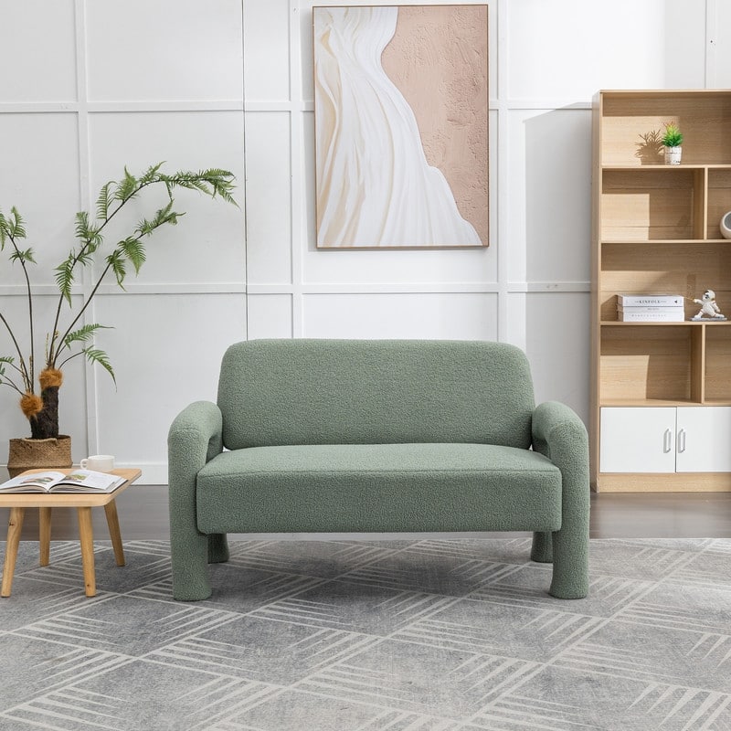 SEYNAR Mid-Century Modern Boucle 51'' Solid Wood Curved Sofa