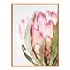 Kate and Laurel Sylvie Pink Protea Flower Framed Canvas Wall Art - 28x38 - Plastic - Natural