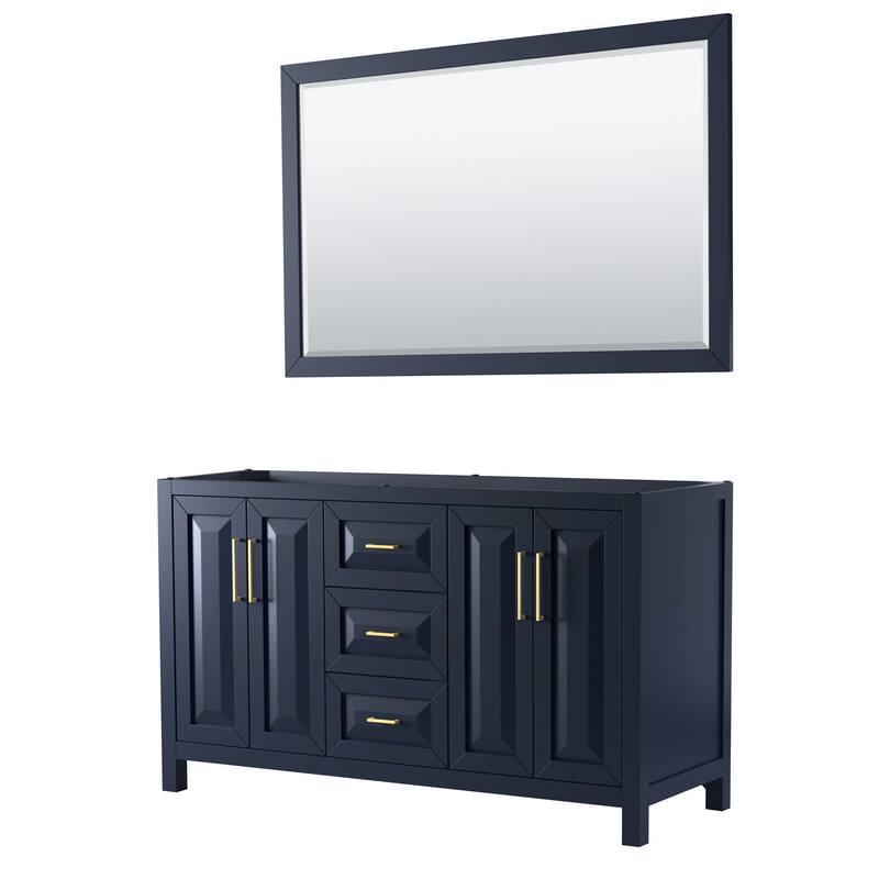 Wyndham Collection Daria 59" Double Free Standing Vanity Cabinet - - Dark Blue / Brushed Gold Hardware