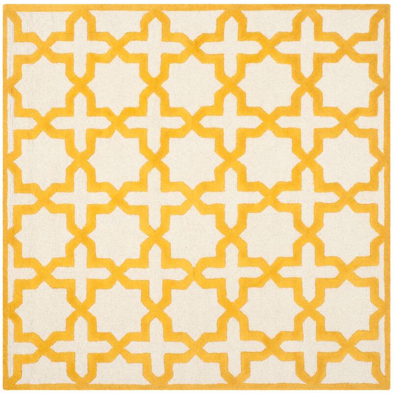 SAFAVIEH Handmade Cambridge Remedios Geometric Wool Rug - 6' Square - Ivory/Gold