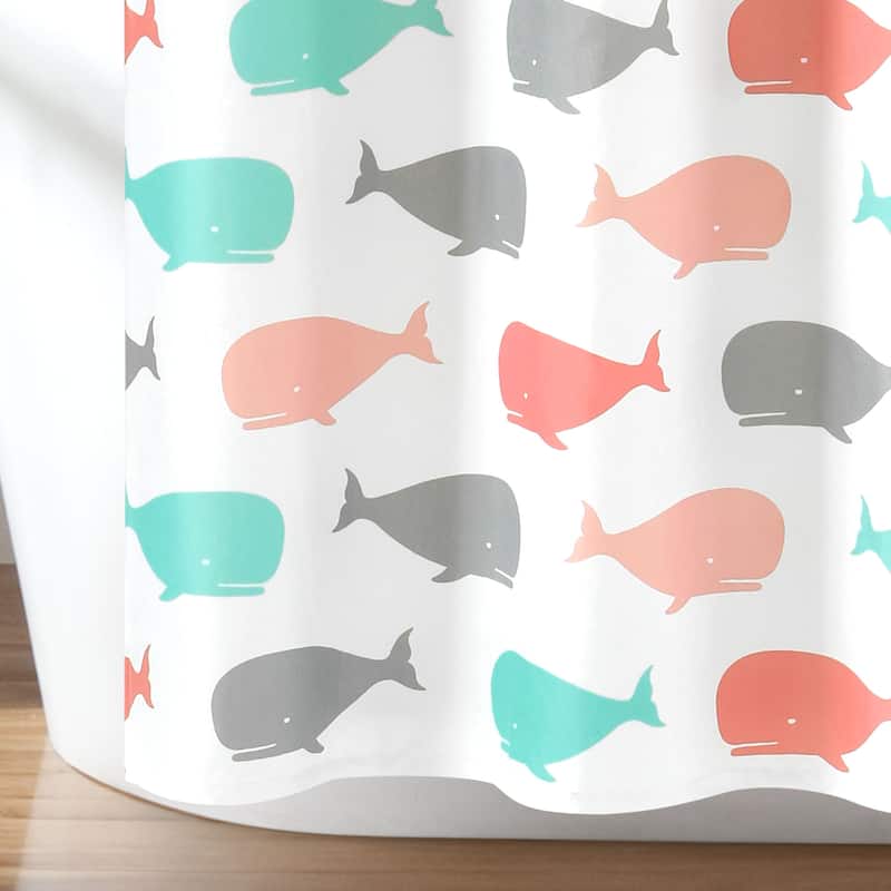 Taylor & Olive Lums Navy Whale Shower Curtain