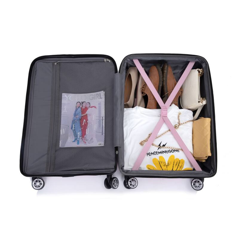 3 Piece Luggage Sets with Double Spinner Wheels and TSA Lock, Expandable Durable PC Hardside Lightweight Suitcase for Men Women