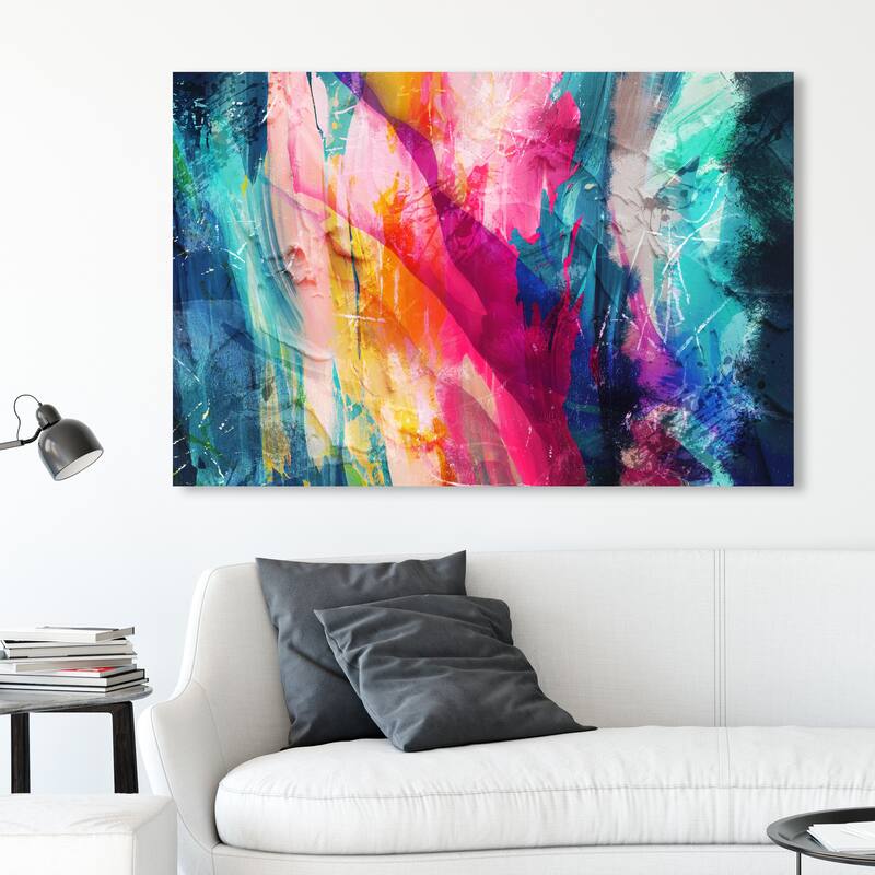 Wynwood Studio Canvas Abstract Brillante Pink and Teal Modern & Contemporary Wall Art Canvas Print - 30 x 45