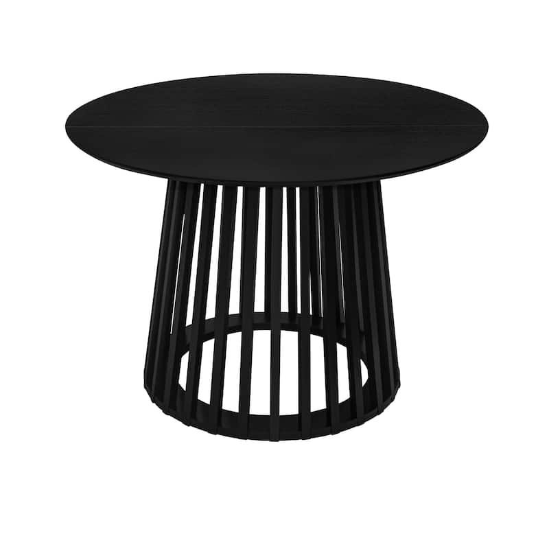 Roomfitters Round Dining Table, Modern Black Pedestal Base, Small Kitchen or Dining Room Table for 2-4 People