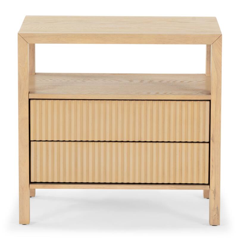 SAFAVIEH Couture Shelbie 2-Drawer Reeded Nightstand, Fully Assembled - Oak