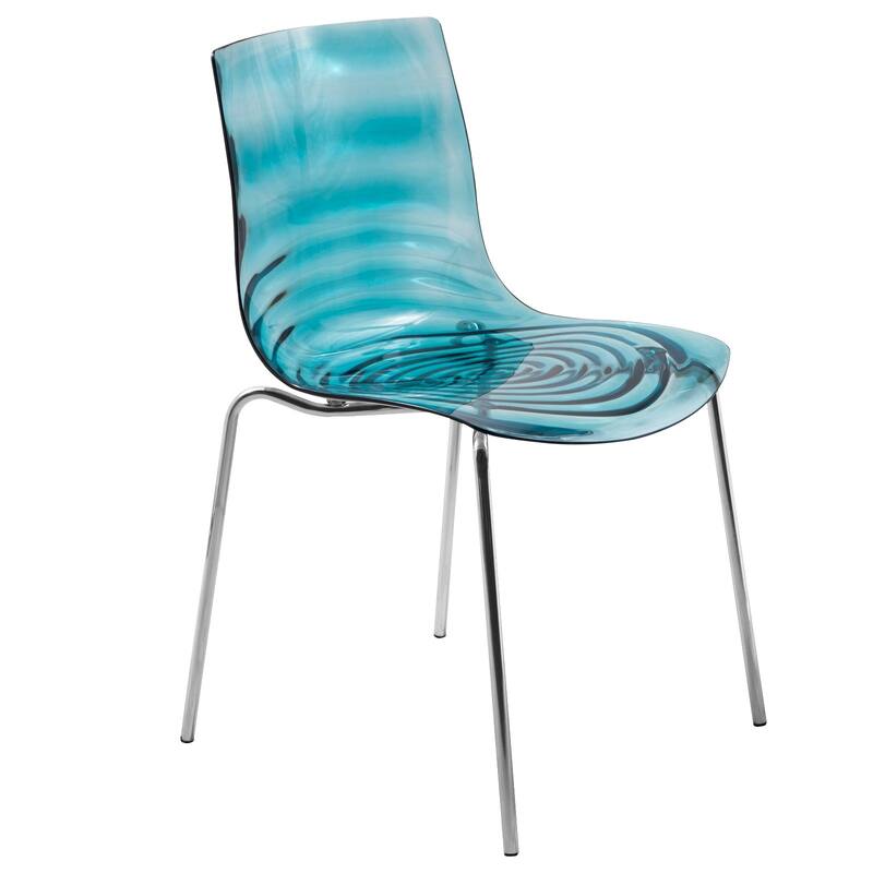 Astor Acrylic Dining Chair with Chrome Legs Modern Accent Side Chair Water Ripple Design Seats